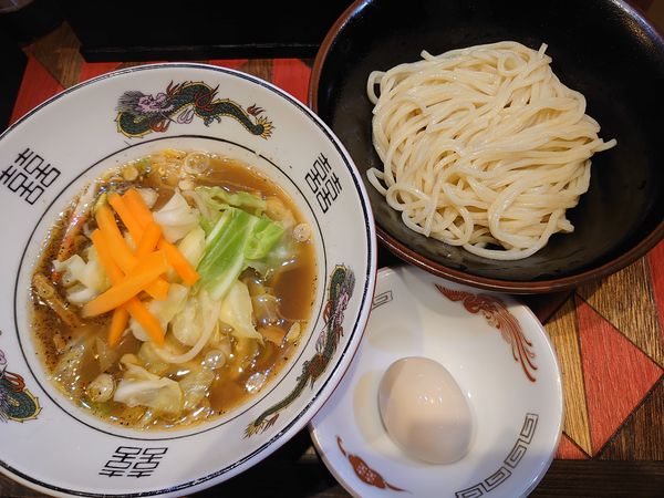 「野菜つけめん+味玉(1100円)」@オールドラーメンショップ 逆流の写真