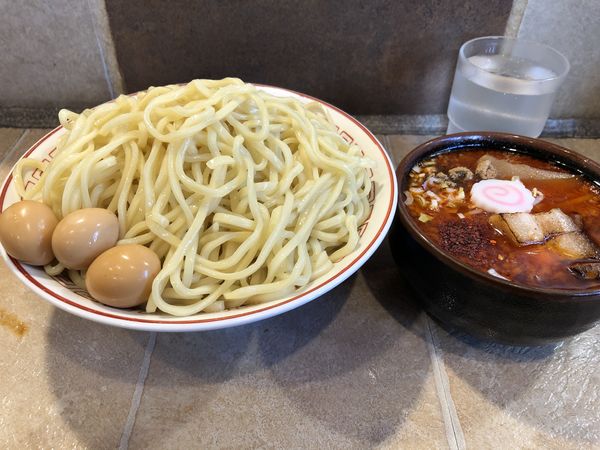 「【辛】つけめん大盛　うずら」@泪橋 溝の口店の写真