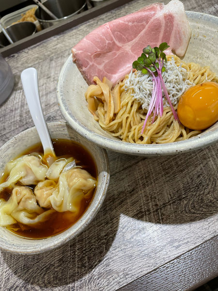 「わんたんつけ麺＋味玉」@麺食堂 くにをの写真