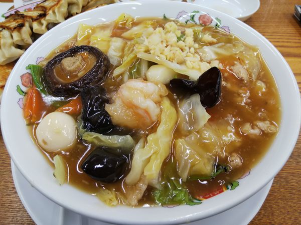 「【限定】五目あんかけラーメン　＋餃子２人前（サービス券）」@餃子の王将 松本島内店の写真
