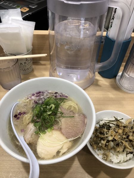 「中華そば塩　あさりしぐれ煮ごはん」@貝麺みかわの写真