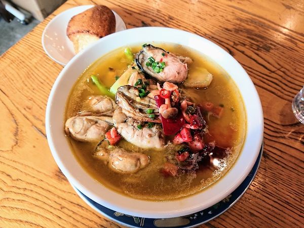 「【限定】カキのらーめん アヒージョ仕立て 秋の深まり、など」@海老丸らーめんの写真