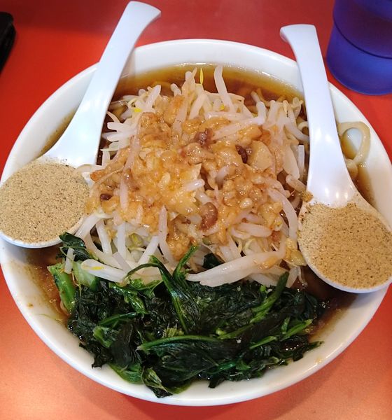 「らーめんミニ+煮干し粉Ｗ、ほうれん草」@麺屋 桐龍 久喜店の写真