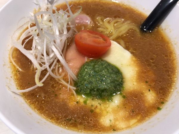 「バジル味噌ラーメン390円」@魚べい 福島黒岩店の写真