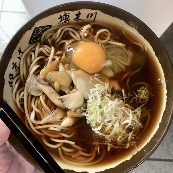 「きのこ玉子そば￥550」@駅そば榑木川 茅野駅店の写真