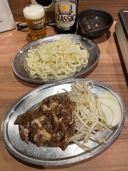 「マトン肉＋うどん」@松尾ジンギスカン すすきの店の写真