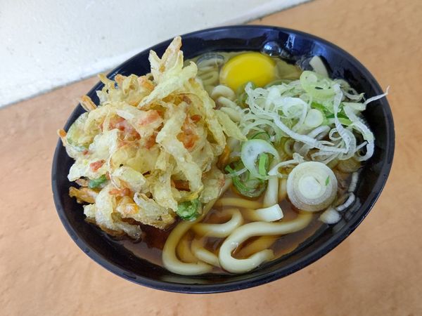 「かき揚げ天玉うどん(並盛)480円」@そば・うどん 八起家 西口店の写真