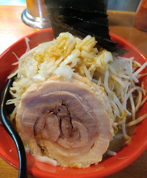 「ラーメン（豚1枚）ヤサイマシネギ+海苔」@麺屋 もりのの写真