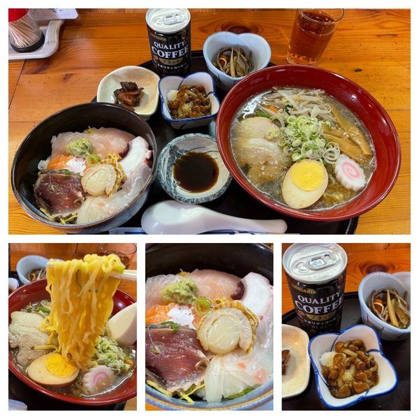 「昼メニュー さしみ丼らーめんセット 500円」@ろばた焼き嶋ちゃんの写真