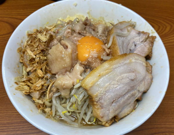 「汁なし 麺硬め ニンニク アブラ」@ラーメン二郎 亀戸店の写真