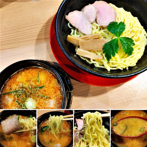 「辛味噌つけ麺(限定)　950円」@麺処若武者 ASAKUSA 〜FUKUSHIMA NOODLE STYLE〜の写真