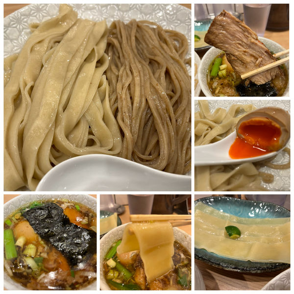 「味玉合盛りつけめん 1000円＋極平麺 150円」@麺や 麦ゑ紋の写真