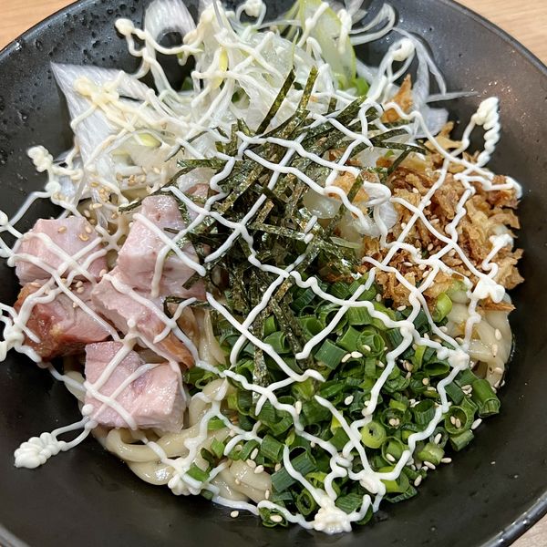 「ネギマヨ油そば＋追い飯」@茨城油そば協会 茨大前本店の写真