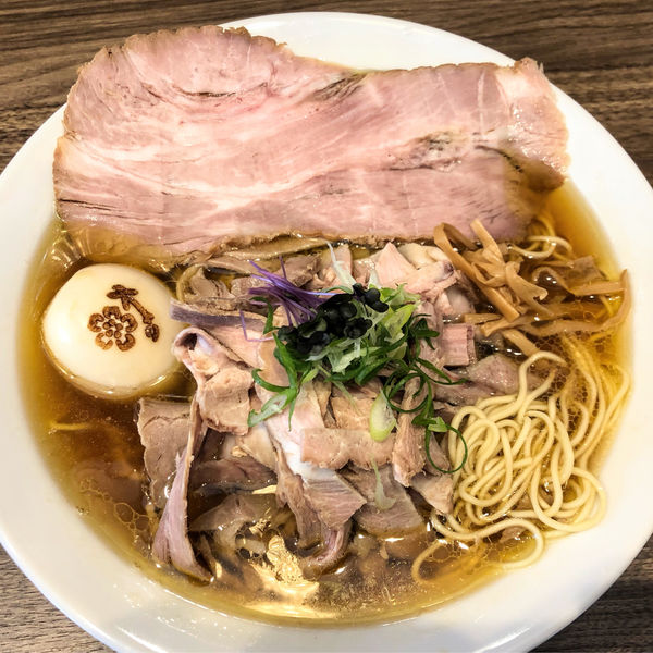 「支那そば醤油780円叉焼切落し150円久慈鶏半熟煮卵120円」@支那蕎麦 大丸の写真