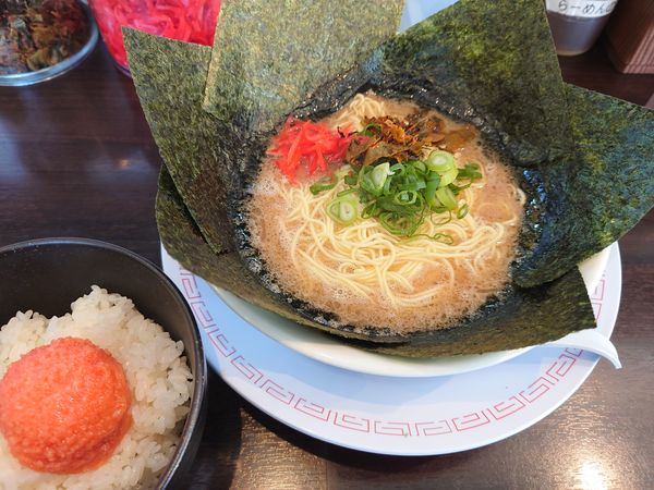 「朝ラーメン500円＋明太子ごはん250円」@博多らーめん ひまわりの写真