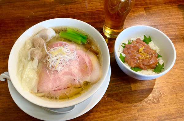 「限定 生姜らーめん 塩ver. withワンタン  & 塩辛ごは」@塩らーめん 千茶屋の写真