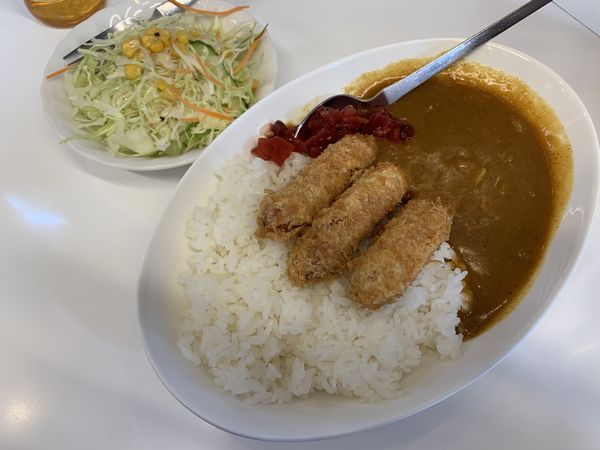 「ウィンナーカレー辛口770+サラダ100=870円」@カレーの家の写真