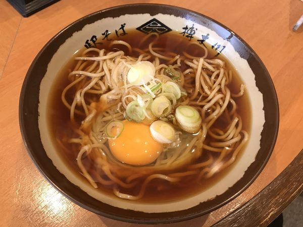 「月見そば　400円」@駅そば榑木川 長野駅東口店の写真