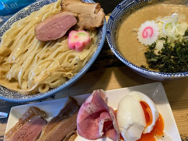 「１４周年限定　金目と真鯛の 弩濃厚渦塩つけ麺　大盛り　特製」@狼煙 〜NOROSHI〜の写真