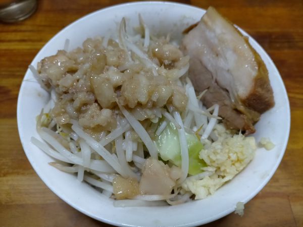 「ミニラーメン　やさい　にんにく　あぶら」@蓮爾 新町一丁目店の写真