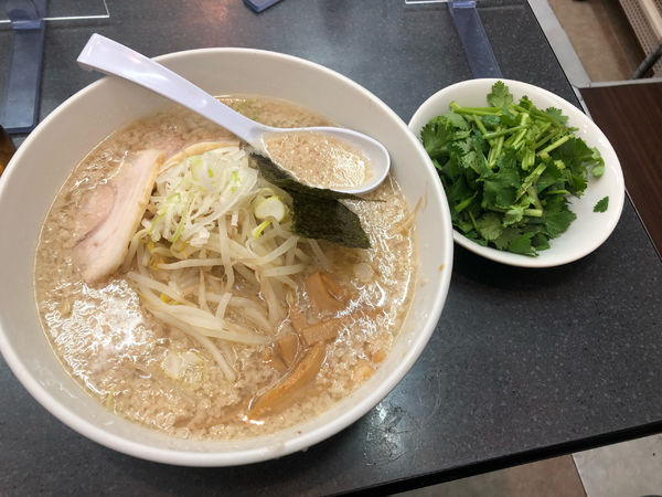 「パクチーラーメン(800円)」@ハッスルラーメンホンマ 亀戸本店の写真