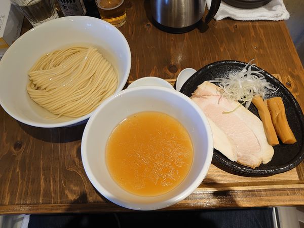 「塩つけ麺（かき油）藻塩＆すだち」@麺屋鈴春の写真