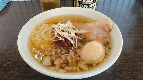 「【限定】カレーそば¥1000+味玉¥100+赤星¥550-」@中華そばイデタの写真