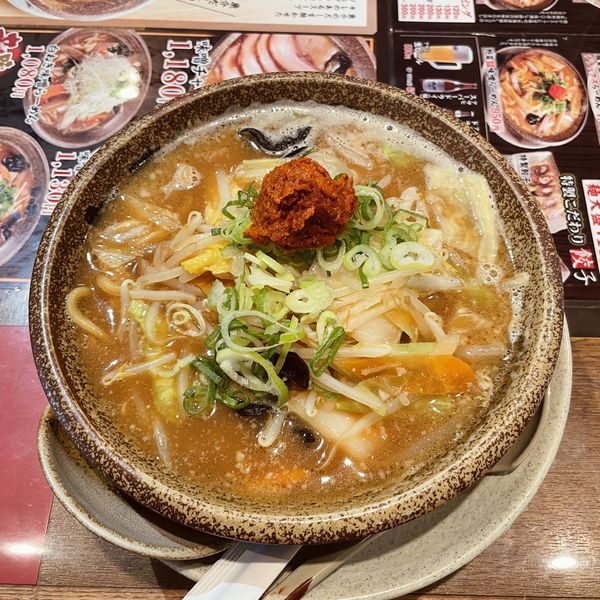 「野菜辛味噌らーめん(太麺)」@越後秘蔵麺 無尽蔵 しながわ家の写真
