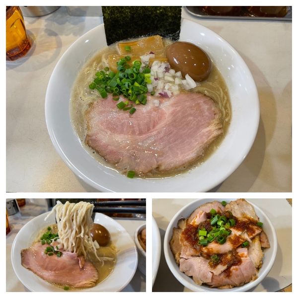 「濃厚塩らーめん 800円、味付玉子100円、チャーシュー丼300」@麺屋 扇 SENの写真