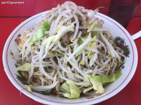「小ラーメン豚2枚 「ニンニクアブラ」(750円)」@ラーメン二郎 ひたちなか店の写真
