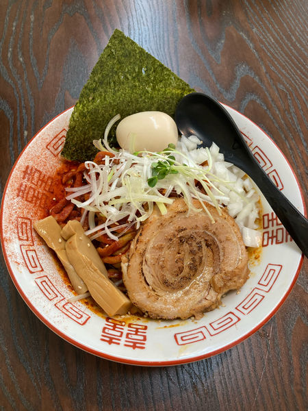 「辛あつそば＋チャーマヨ丼」@麺屋みつば＋クローバーの写真