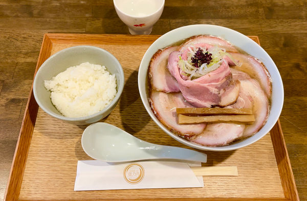 「月光肉そば & 白飯小」@自家製麺と定食 弦乃月の写真