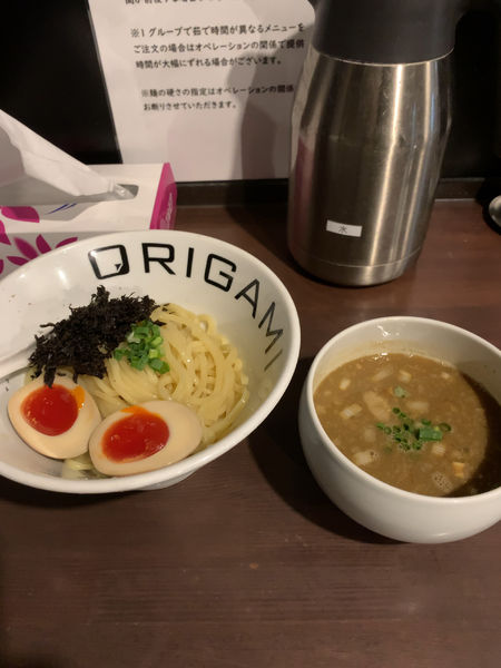 「コッテリ煮干つけ麺(中盛味玉サービス850円)」@麺屋 ORIGAMIの写真