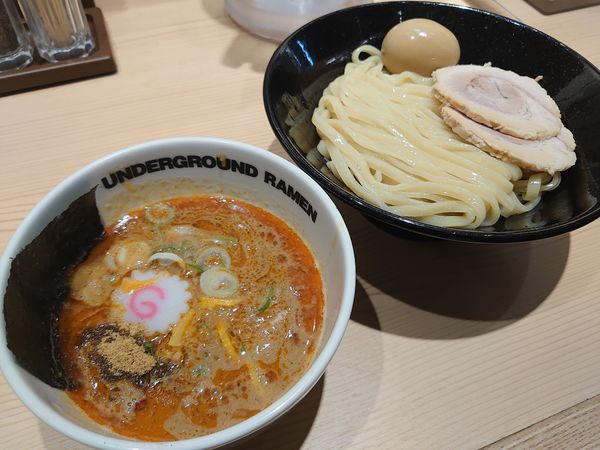 「特製辛つけめん(1200円)」@頑者 UNDERGROUND RAMEN 川越駅店の写真