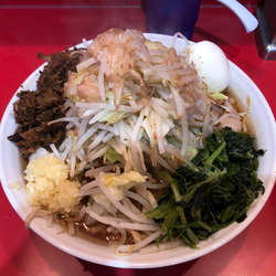 ラーメン小　￥30卵　ほうれん草　崩し豚
