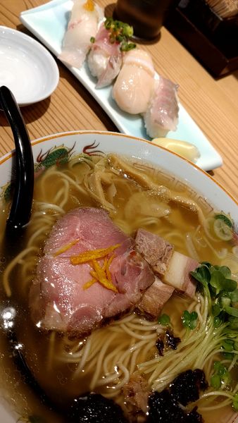 「アラ炊き志那そば(塩)Sセット(合計1100円)」@幸屋きよまる 総本店の写真