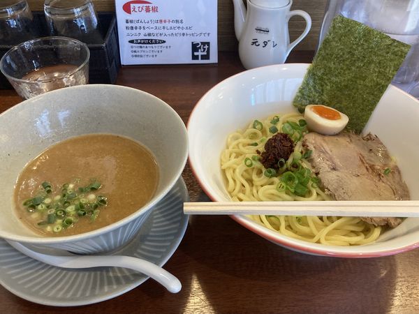 「えび蕃椒つけ麺(熱盛)800円」@つけ麺 つけ十の写真
