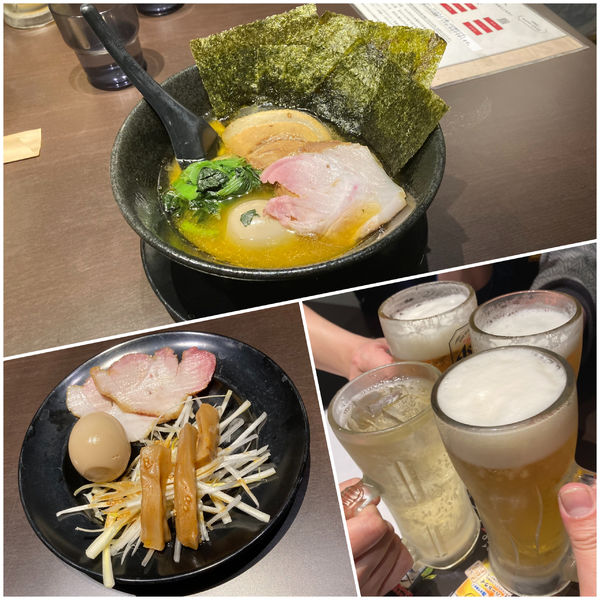 「特製ラーメン(麺硬め油多め)＋お酒おつまみセット」@横浜家系 薫風家の写真