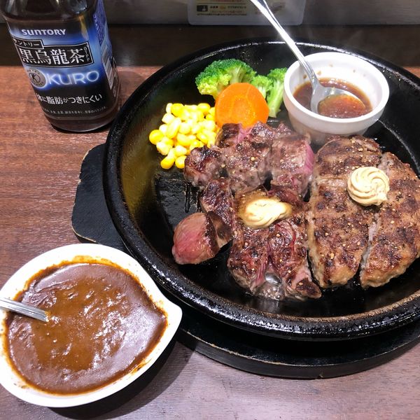 「ワイルドコンボ1485円ｽﾊﾟｲｼｰｶﾚｰｿｰｽ110円」@いきなりステーキ ららぽーとTOKYO-BAY店の写真