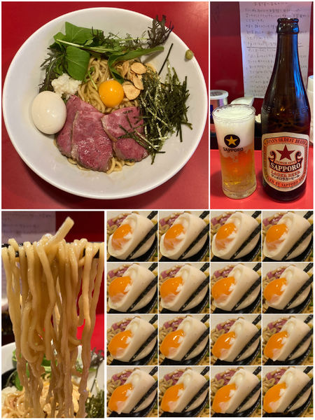 「【限定】仙台牛ローストビーフの油そば＋瓶ビール」@らー麺 つけ麺 おぐりの写真