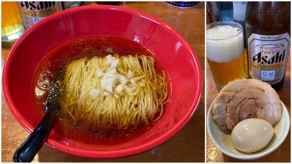 「醤油ラーメン＋瓶ビール(中)」@麺屋 もりのの写真