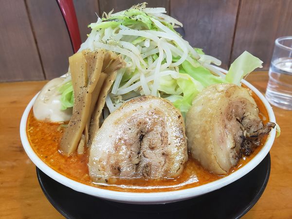 「味噌もやしラーメン中＋味玉＋チャーシュー1枚」@麺屋 登夢道 茅ヶ崎本店の写真