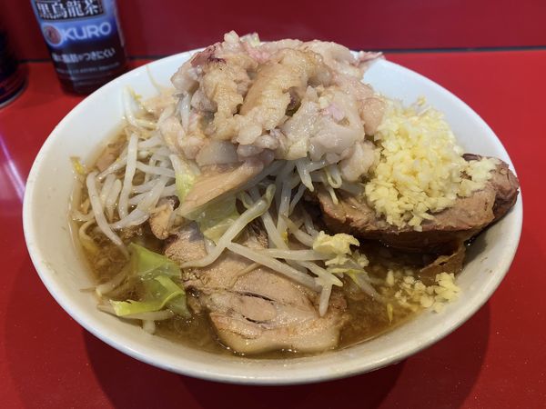 「ラーメン半分（ニンニク、アブラ）」@ラーメン二郎 西台駅前店の写真