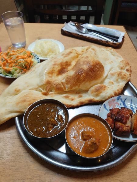 「ディナーセット　カレー二種類(1100円)」@スパイスキッチンの写真