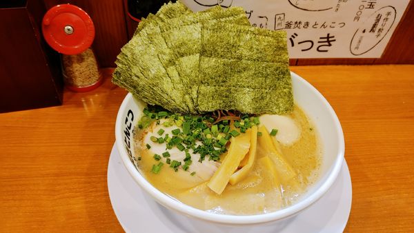 「ＭＡＸラーメン・メンマ・替え玉✕２　￥１２５０」@釜炊きとんこつ がっきの写真