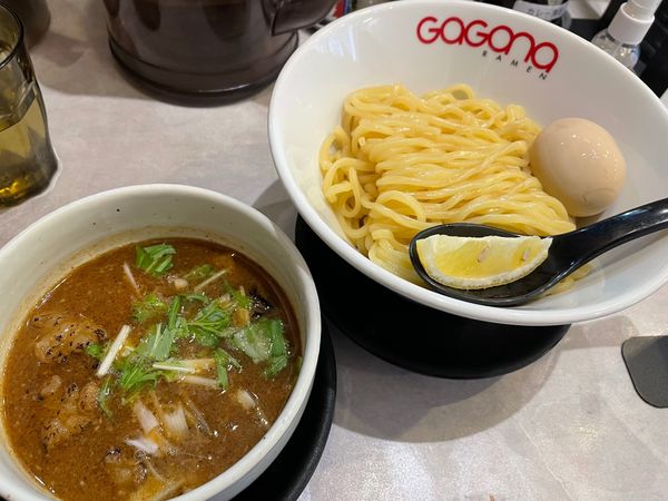 「ホルモンつけ麺（麺大盛無料）+味玉」@GaGana RAMEN 極 渋谷店の写真