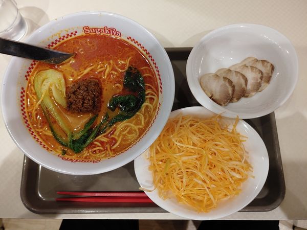 「香る金ごま担々麺　肉　辛ネギ」@スガキヤ 大須赤門店の写真