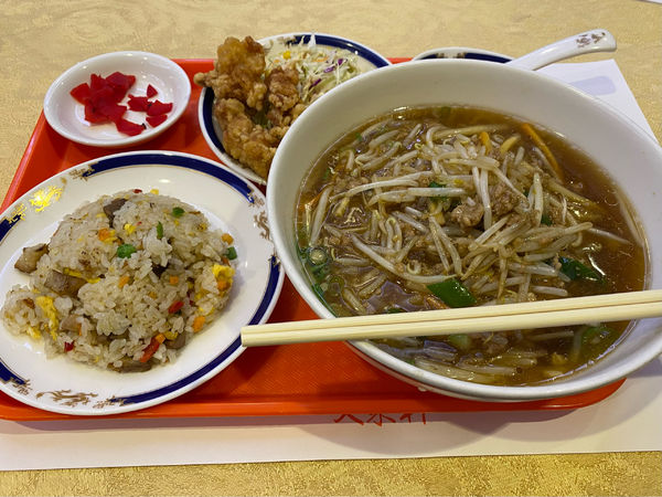 「もやしラーメン定食」@中国四川料理 又来軒 福山ニューキャッスル店の写真