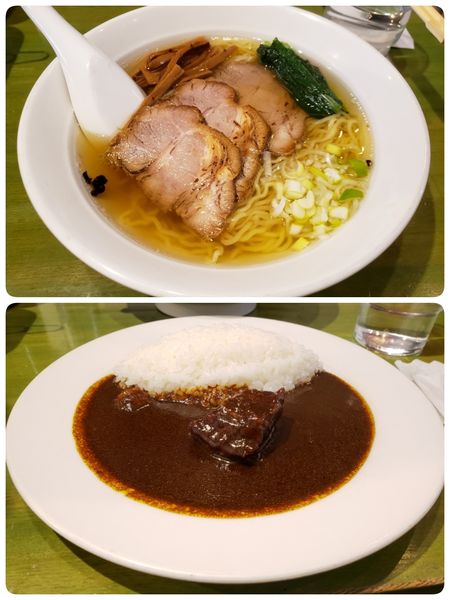 「焼豚ソバ　半カレー」@インディアン 池上店の写真