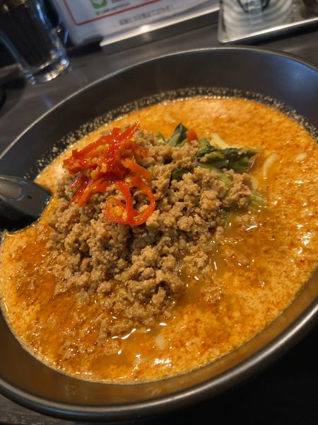 「地獄の坦々麺　中級　雑炊セット」@地獄の担担麺 天竜 本店の写真